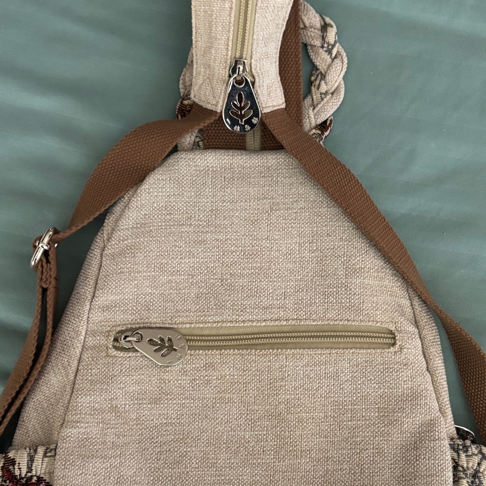 Floral & Butterfly Embellished/Beige-Multi Backpack - Picture 4 of 7